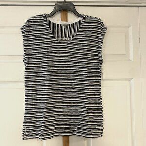 NWT - T by Talbots Black & White Stripe Sleeveless Top - Sz Small